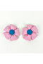 Handmade Fluffy Checkered Double Flower Buckle Set - 5
