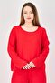 Women 2 Pcs Solid Top And Palazzo Pants Set, Red - 2