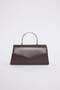 Women's brown envelope clutch with metal handle and chain strap - evening bag/shoulder bag