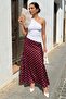 Burgundy Polka Dot Maxi Women's Satin Skirt Sh385 - 4