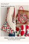 Women Floral Canvas Bag, Large Capacity Shoulder Bag, Casual Tote Handbag for Ladies, Ideal for Dati - 4