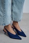 Wilson Navy Blue Satin Open Back Women's Heeled Shoes - 3
