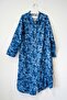 Blue Hakim Collar Long Sleeve Patterned Buttoned Hidden Pocket Casual Viscose Woven Dress 118 67 - 2