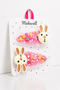 2-Piece Children's Snap Clips with Rabbit Figures – Purple Glittery Transparent Color Hair Clip Set