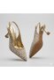 (Wiesse) Closed Toe Pearl Detailed Heeled Women's Shoes Gold - 4