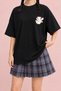 Women's Cat Fairy Printed Oversize Crew Neck Cotton Casual Combed Cotton T-Shirt - 2