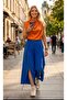 Cobalt Blue blue slit detail bohemian - casual pinterest style pants - 5