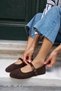 Avela Women's Brown Suede Zimba Detail Leather Ballet Flats - 4