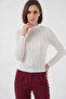 Women's High Collar Textured White Blouse - 5