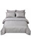 6 Piece Double Duvet Cover Set with Elastic Fitted Sheet - Microfiber Satin Stripe 200x200+30cm Deep Pocket Hotel Quality Luxury - 3