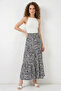 Women's Patterned Viscose Navy Blue Skirt - 5