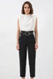 Women's High Waist Belted Black Trousers - 3