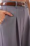 Women's High Waist Belted Palazzo Wide Leg Gray Trousers - 6