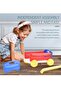 Kids Push & Pull Wagon Toy Cart with Handle and Open Storage Bin, 34CM, Red Blue Yellow - 4