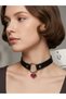 Black Choker Necklace with Red Heart for Women – Gothic Neck Collar, Y2K Punk Heart Pendant, Choker with Leather Belt - 2