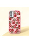 Samsung Galaxy F23 Compatible Case Camera Protector Pink Silicone Couple Phone Case with Kiss Pattern