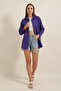Women's Oversize Basic Cotton Purple Shirt - 3