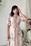 Belt Detailed Floral Patterned Buttoned Midi Length High Neck Dress - 4