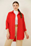 Women's Oversize Cut Basic Cotton Red Hijab Shirt