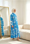 Women's Patterned Shirt Collar Buttoned Hijab Shirt Dress - 3