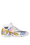 Comfortable White Lace-Up Astroturf Football Shoes Gold Patterned Astroturf Shoes