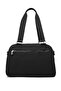Medium Size Multi-Pocket Waterproof Lightweight Crinkle Fabric Women's Shoulder Bag Black - 6
