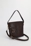 Women's Brown Double Belt Detailed Bucket Model Hand Shoulder Crossbody Bag Belle - 5
