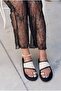 Sarven Black Matte Leather Women's Flip Flops - 3