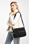 Multi-Pocket Daily Medium Size Waterproof Crinkle Fabric Women's Shoulder Bag Navy Blue - 5
