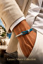 Luxury Men's Collection Men's Blue Knitted Leather Steel Bracelet