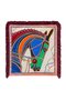 Colorful Horse Head Patterned Fringed Cushion Cover - Cream Cushion Cover with Burgundy Tassels - 7