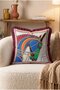 Colorful Horse Head Patterned Fringed Cushion Cover - Cream Cushion Cover with Burgundy Tassels - 5