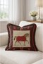 Fringed Cushion Cover with Horse and Belt Detail - Burgundy Pillowcase with Brown Tassels - 4