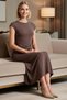 Women's Sleeveless Crew Neck Midi Dress Accessory Detailed Bodycon Cut Modal Fabric Daily Casual Stylish - 3