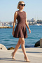 Women's Sleeveless Crew Neck Mini Skater Dress Embroidered Woven Lined Relaxed Fit Casual Modern Stylish - 2