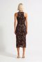 Women Halter Neck Sleeveless Leopard Print Bodycon Midi Cocktail Dress Lined Tulle Daily Casual Chic - 5