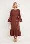 Women's Muslin Woven Maxi Dress Balloon Sleeve Crew Neck Skirt Ruffled 100% Cotton Comfortable Casual Stylish - 4