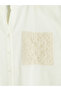 White Collared Embroidered Dobby Women's Shirt from Güli̇s Gi̇yi̇m - 2