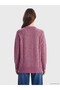 Pink Crew Neck Oversized Women's Knitwear Tunic - 4