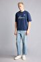 100% Cotton Boxy Fit Crew Neck Printed Short Sleeve Navy Blue T-Shirt H7478Ax26Hs - 2