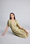 A-Line V-Neck Short Sleeve Khaki Midi Dress H7590Ax26Sm - 4