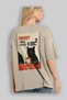 For the Love of Cats 126 Cat Printed Beige Oversize T-Shirt 100% Cotton Unisex Cat Lover Premium Design - 3