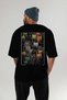 For the Love of Cats 120 Cat Printed Black Oversize T-Shirt 100% Cotton Unisex Cat Lover Premium Design - 5