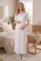 New Season Shawl Collar Patterned Design with Breastfeeding Feature 100% Cotton Full Length Maternity Pajamas Nightgown Set - 2
