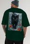 40 Cats for the Sake of Cats Printed Green Oversize T-Shirt 100% Cotton Unisex Cat Lover Premium Design - 5