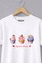 Women's White Cotton Loose Fit T-Shirt Oversize Milkshake Cupcake Printed T-Shirt - 3