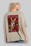 1 Cat for the Love of Cats Printed Beige Oversize T-Shirt 100% Cotton Unisex Cat Lover Premium Design - 3