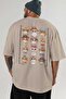 30 Cats for Cat Lovers Printed Beige Oversize T-Shirt 100% Cotton Unisex Cat Lover Premium Design - 5