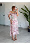 Floral Patterned Slit Madonna Collar Maxi Slit Dress - 5