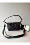 Women's Silvery Black Star Embossed Mini Shoulder Bag - Stylish Baguette Bag for Daily Use